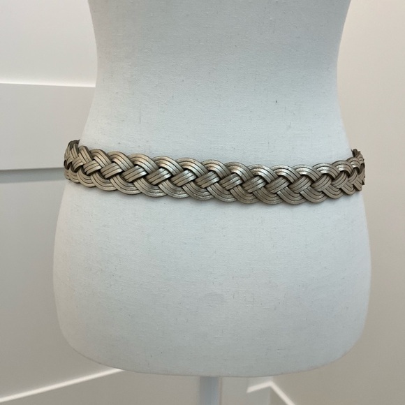 NWT J.Crew Braided Metallic Italian Leather in white gold XS/S - Picture 7 of 10